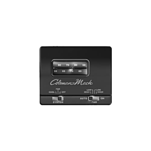 Coleman-Mach 7330-3861 Analog Thermostat, Wall Mount, 12V DC - Cool Only, Black