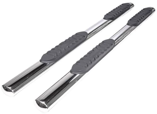 TrailFX Nerf Bar Side Steps Fits Ram 1500 Crew Cab 2011–2018 Polished Stainless Steel with Step Pads Rocker Panel Mount 4-Inch Oval Straight Set of 2 TrailFX A1537S