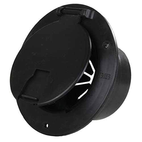 RV Camper Deluxe Round Electric Cable Cord/Jack Hatch with Back Black PN 94330