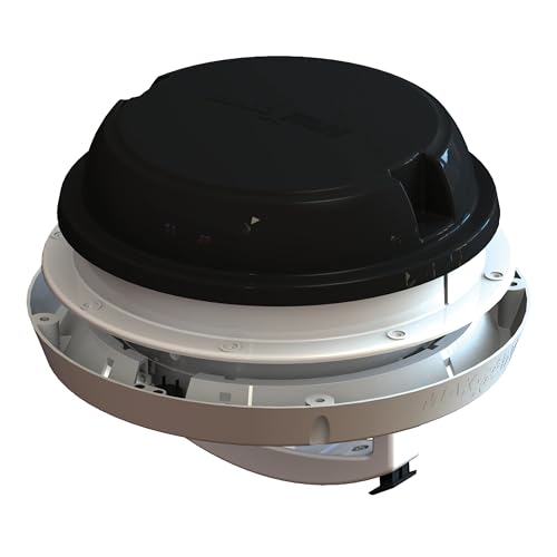 MAXXAIR Maxxfan Dome 6" Round 12V Ventilation Fan - Compact Solution for Rooftop or Sidewall Ventilation, Exhaust Only, Removable Screens, Fan Guard Rain Shield, Moisture Control, Black (00-03812B)