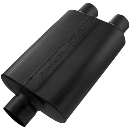 Flowmaster 40 Series Original Chambered Muffler – 3.00” Center In / 2.50” Dual Out – Aggressive Sound – 16-Gauge Aluminized Steel – For Muscle Cars, Street Rods, Trucks, SUVs & Strip Builds (430402)