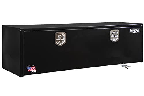 Buyers Products 1702315 Black Steel Underbody Truck Tool Box – 18 x 18 x 60 Inch Heavy-Duty Job Box, Weather-Resistant Truck Bed Storage, Locking T-Latch, Made in USA