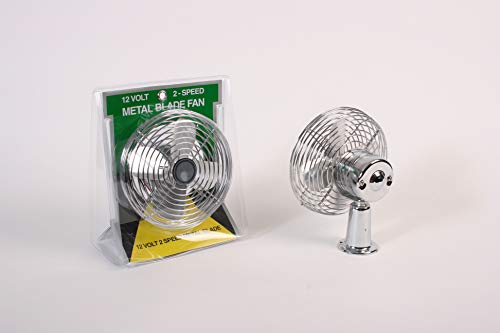 12 Volt Heavy Duty 2-Speed Chrome Fan With Mounting Base - 21000