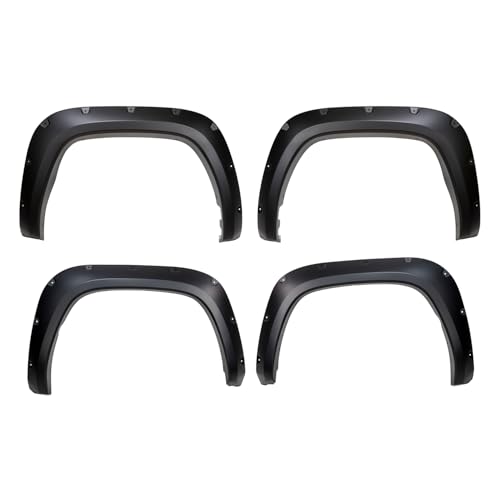 TrailFX TFT3004S Pocket Fender Flares Fits 2022-2025 Toyota Tundra Smooth Black Paintable 1.75" Front & Rear Flares, 4.5" Flare Height, Set of 4 with Stainless & Black Rivets TrailFX TFT3004S