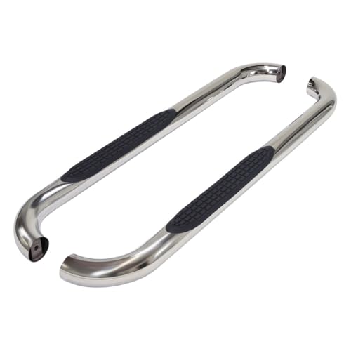 TrailFX Nerf Bars for Chevrolet Silverado 1500 Standard Cab 2020-2021 3 Inch Round Bent Polished Stainless Steel Side Steps Slip-Resistant Step Pads Frame Body Mount Set of 2 Running Boards