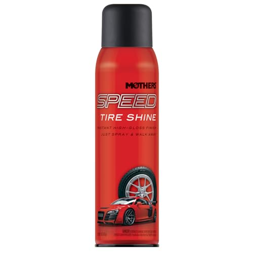 Mothers Speed Tire Shine, 15 oz. Aerosol — Long-Lasting, High-Gloss “Just Dressed” Finish — No Sling, Browning or Run, Fast & Easy Application — Micro-Emulsion Resins, Premium Silicones (16915)
