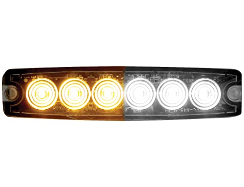 Buyers Products 8892202 5 in Ultra Thin LED Strobe Light Amber/Clear, Surface Mount Warning Light w/ 6 LEDs, 23 Flash Patterns, IPX8 Waterproof, 12–24V Strobe Light for Trucks & Trailers