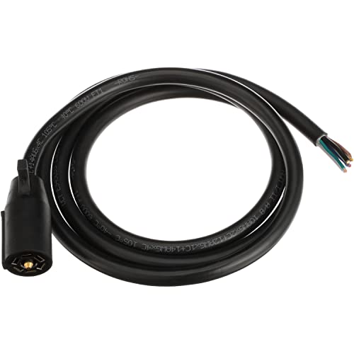 Pollak 14-227 7-Way Round Plug Blade Cable - 8' (Not Removeable 7-Way Connector)
