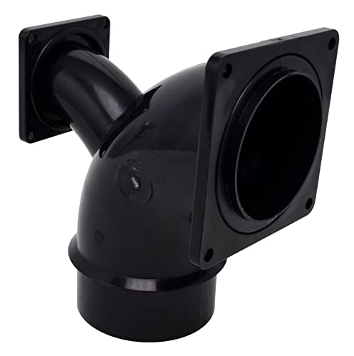 Valterra T1036 Flanged Valve Fitting - 2-Way Ell, 3" Bayonet x 3" Rotating Flange x 1-1/2" Rotating Flange , Black