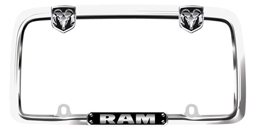 Cruiser Accessories RAM License Plate Frame – Matte Black, Officially Licensed Metal Frame with Adjustable RAM Logo Fastener Covers – Fits 6" x 12" Plates, Obstruction-Free Design