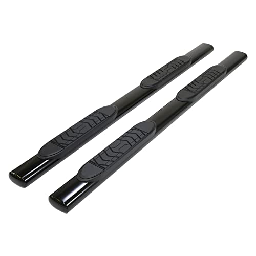 Trailfx Side Step Bars Fits 2023–2025 GMC Sierra 1500 5 Inch Oval Straight Nerf Bars with Step Pads Black Semi-Gloss Powder-Coated Steel Welded End Caps Rocker Panel Mount Set of 2 TrailFX A7087B