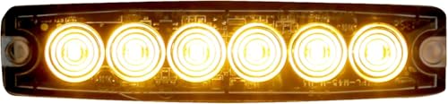 Buyers Products 8892200 5 Inch Amber Ultra‑Thin LED Strobe Warning Light, Surface Mount, 6 LED, 23 Flash Patterns, Aluminum Housing, IPX8 Waterproof Rating, High Visibility for Work Trucks & Trailers