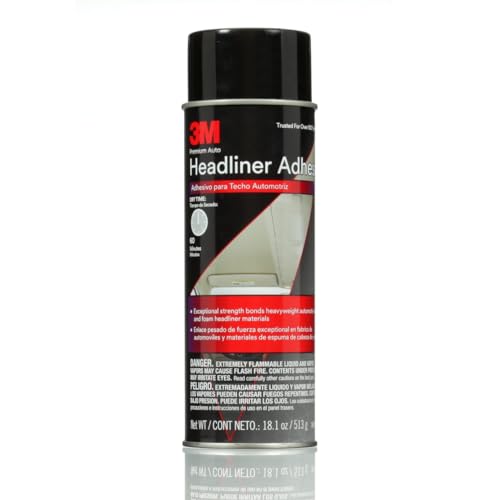 3M Headliner & Fabric Adhesive, 18.1 oz., Exceptional Strength Bonds Heavyweight Automotive Fabrics to Metal Surfaces, For Bonding Headlines, Carpet, Foam and Others, Quick & Easy Application (38808)