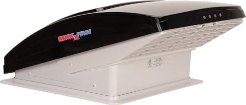 MAXXAIR Maxxfan Deluxe Vent, Fan and Vent Cover All in One - Powerful 4-Speed Fan, Built-in Rain Cover, Exhaust Air Only, Fits 14"" x14 Roof Openings, Smoke (00-06401K)
