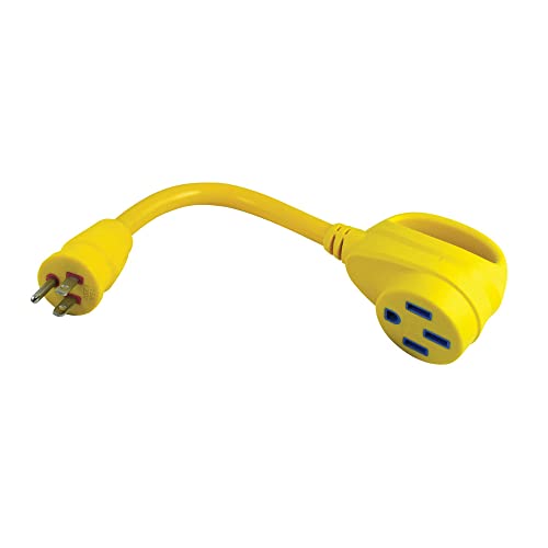 Marinco ParkPower 1550ARV 15 Amp, 125V Straight-Blade Male Plug to 50 Amp, 125/250V 3-Pole 4-Wire Female Side Dogbone Adapter