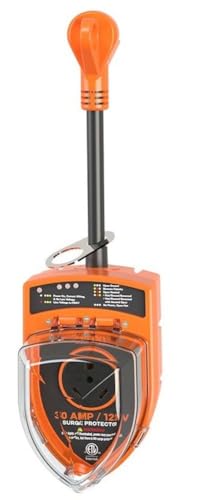 Arcon 19758 Portable 30 Amp 120 Volt RV Surge Protector with CETL Certification, 3600 Joules Power Surge Protection, Low Voltage & Fault Indicator Lights, Lock and 36 Inch Cable Included