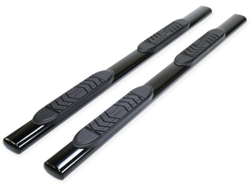 TrailFX A7056B Truck Running Boards Fits Ram 1500 Crew Cab 2011-2018 Oval 5 Inch Straight Nerf Bars with Step Pads Black Powder Coated Steel, Welded End Caps, Rocker Panel Mount
