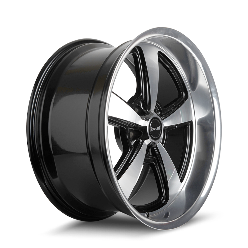 Ridler 652 20x10 / 5x120.65 BP / 0mm OS / 83.82mm Hub Gls Blk w/ Diamond Cut Face & Lip Wheel