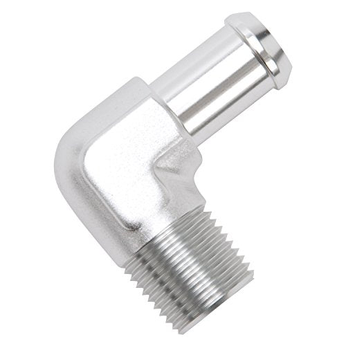 Edelbrock 8179 Heater Hose Fitting 90 Degree 1/2 in. NPT And 5/8 in. Barb Clear Anodized Heater Hose Fitting