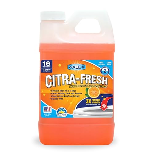Walex Citra-Fresh Liquid Holding Tank Treatment for RV, Camper & Marine - Black Water Tank Deodorizer for Rapid Breakdown of Waste & Toilet Paper, Biocide-Free, Septic Tank Safe, 32oz