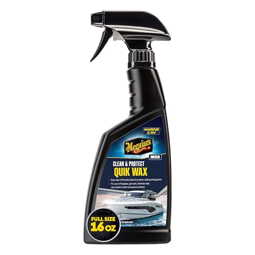 Meguiar's M5916 Marine and RV Quik Wax Clean and Protect, Removes Water Spots and Light Contaminants, Provides a Brilliant Gloss and Carnauba Wax Protection, 16 Oz