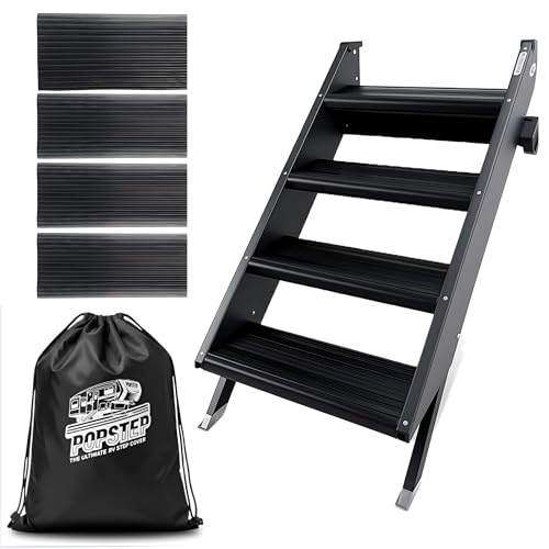 PopStep Ultimate RV Step Covers 4 Pack – 23.5” | Durable, Cleanable, Non-Slip Camper Step Covers Compatible with MORryde Steps | Easy to Install and Remove, StepAbove RV Stair Protector (MR23.5-4)