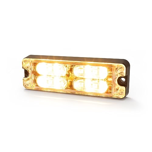 ECCO LED 12 High-Intensity Directional LEDs Amber White 1.4 amps 12V 24V Surface Mount Waterproof Warning Light Construction Caution Lights for Truck Off Road car Commercial Vehicles, 5 Year Warranty