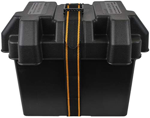 Attwood 9069-1 Standard Non-Vented Battery Box with Mounting Strap, Fits Group 24 Batteries, Black