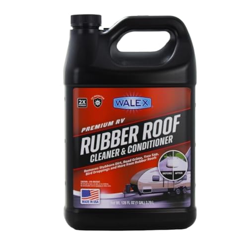 Walex RV Rubber Roof Cleaner/Conditioner - Removes Dirt, Road Grime, Tree Sap, Bird Droppings & More, Conditions RV Roof After Application; Great for RVs, Campers, Motorhomes, & Trailers, 1 Gallon