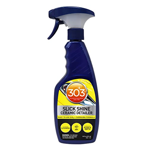 303 Products (30265 Slick Shine Ceramic Detailer - SiO2 and Carnauba Infused Ceramic Coating - Premium Ceramic Detailing Spray - Increases Shine and Gloss - Works on Paint, Glass, and Wheels - 16Oz