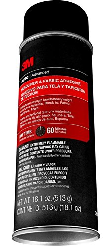 3M Headliner & Fabric Adhesive, 18.1 oz., Exceptional Strength Bonds Heavyweight Automotive Fabrics to Metal Surfaces, For Bonding Headlines, Carpet, Foam and Others, Quick & Easy Application (38808)