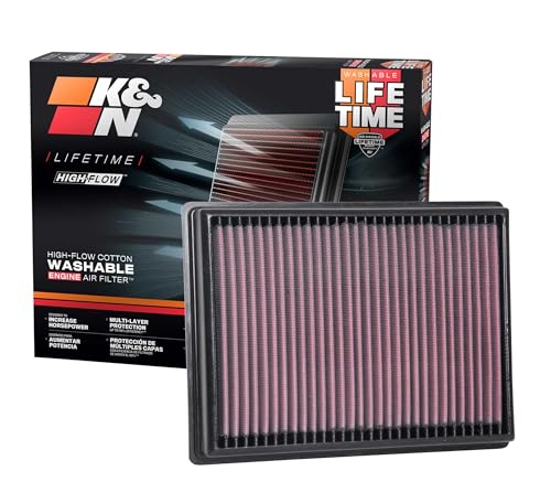 K&N High-Flow Original Lifetime Engine Air Filter: Increase Power: Premium, Washable: Compatible with 2018-2025 FORD/LINCOLN: Bronco, Escape, Focus, Maverick, Corsair, 33-3131