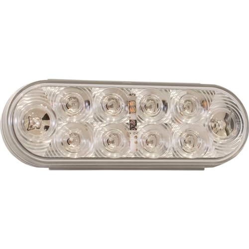 Buyers Products 5626553 6" Oval Stop/Turn/Tail Light w/ 10 Red LEDs, Clear Lens