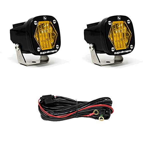 Baja Designs S1 LED Auxiliary Light Pods - Universal Fit with Wiring Harness, 2 LEDs (Wide Cornering; Amber)