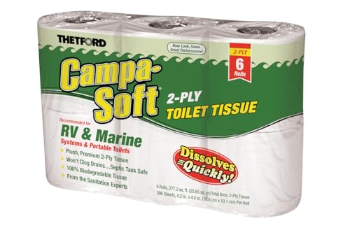 campa Thetford Soft 2-Ply Quick Dissolve Toilet Tissue for RV/Marine Use