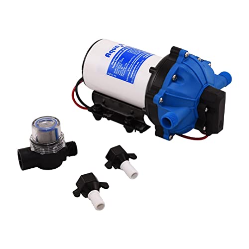 Aqua Pro Water Pump 21863, Self-Priming, 5.5 Gpm 12V, Thermal Overload Protection, with 50 Mesh Strainer/Adapter Fitting