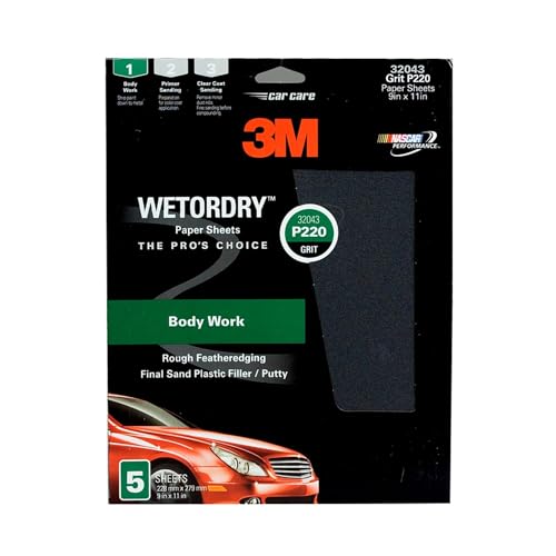 3M Wetordry Sandpaper, 32043, 9 in x 11 in, 220 grit
