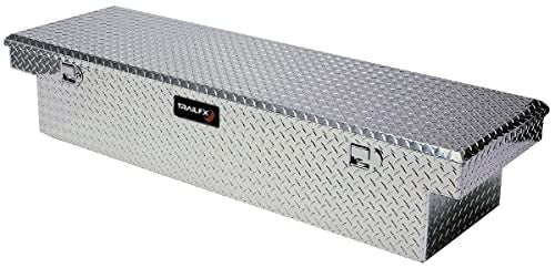 TrailFX Tool Box 110701 Crossover Standard Single Lid With Struts Diamond Tread Bright Polished 16 Gauge Aluminum 8.8 Cubic Foot Capacity With Plastic Tray