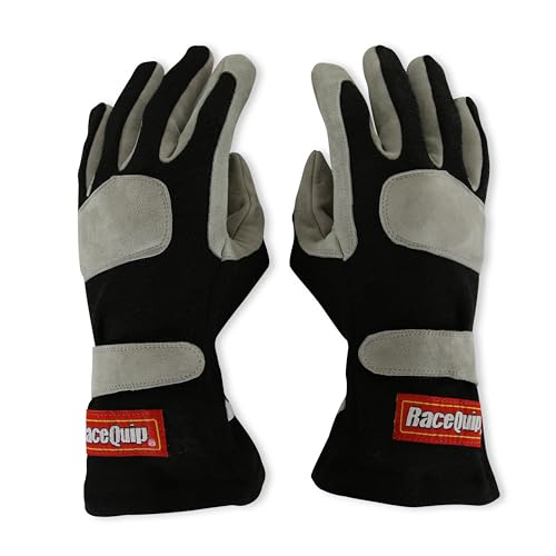 RaceQuip® 351005RQP 351 Series Driving Gloves - SFI 3.3/1 - Black/Gray - Large