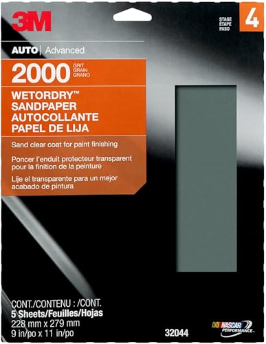 3M(TM) Wetordry(TM)Sandpaper, 32044, 2000 Grit, 9 inch x 11 inch, 5 sheets per pack