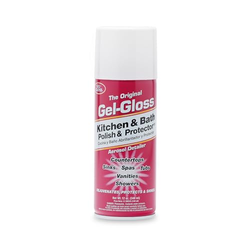 Gel-Gloss Kitchen & Bath Polish Aerosol | Carnauba Cleaner Wax Formulation | Removes Water Spots, Light Scratches & Stains | Restores Color & Shine | Carnauba Wax Protective Coating, 12 oz.
