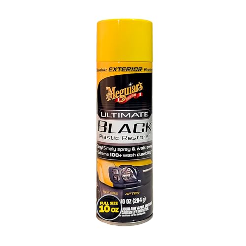 Meguiar's Ultimate Black Plastic Restorer, Restore Faded Exterior Trim, Add Shine and Protect Exterior Surfaces with Durability and UV Protection, Makes Plastic Look Like New, 10 Oz Aerosol