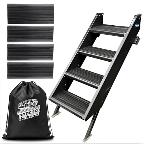 PopStep Ultimate RV Step Covers 4 Pack – 19.5” | Durable, Cleanable, Non-Slip Camper Step Covers Compatible with MORryde Steps | Easy to Install and Remove, StepAbove RV Stair Protector (MR19.5-4)