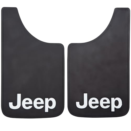 Plasticolor 000541R01 Jeep White Logo 11x19 Easy Fit Mud Guard - Set of 2