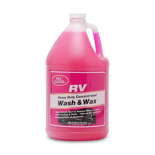 Gel GLOSS RV Wash & Wax - Clean, Streak-Free Finish, Reduced Water Spotting, pH Neutral, Concentrated Carnauba Wax Formula, Provides A Deep Gloss Finish on Campers and Motorhomes, 1 Gallon