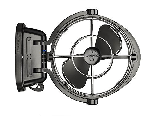 SEEKR Sirocco II™ Fan from by Caframo. 12V/24V Auto-Sensing DC, Omnidirectional Low-Power Draw Fan for Boats and RVs. Hardwire Installation Required. Made in Canada. Black.