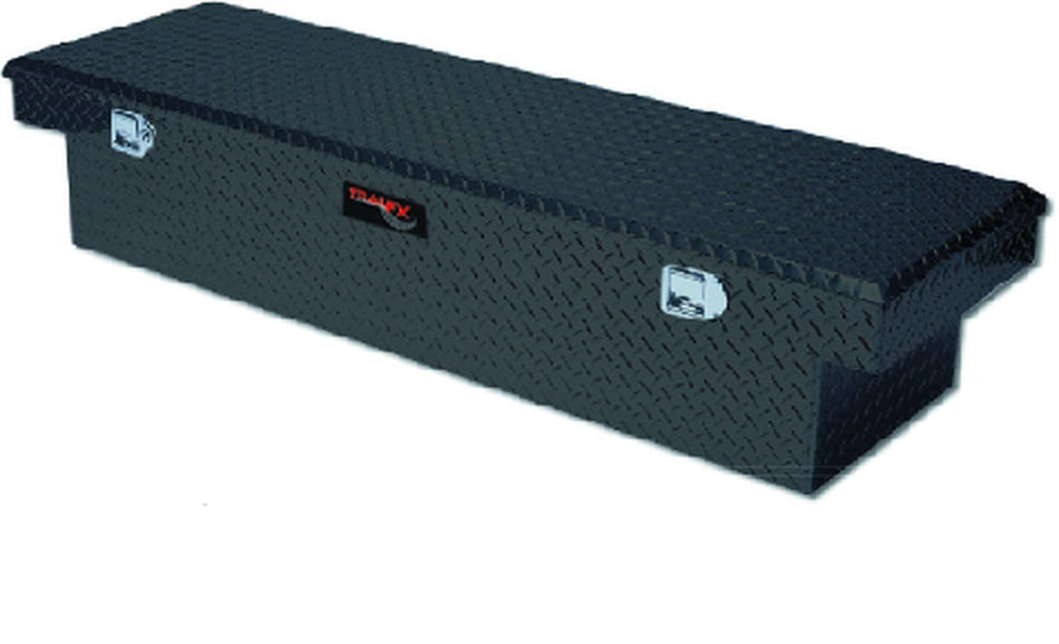 TrailFX Tool Box 110702 Crossover Standard Single Lid With Struts Black Powder Coated Diamond Tread 16 Gauge Aluminum 8.8 Cubic Foot Capacity With Plastic Tray