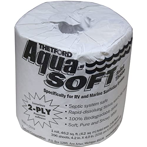 THETFORD 24033 Aqua-Soft Single Roll 2-Ply Toilet Tissue