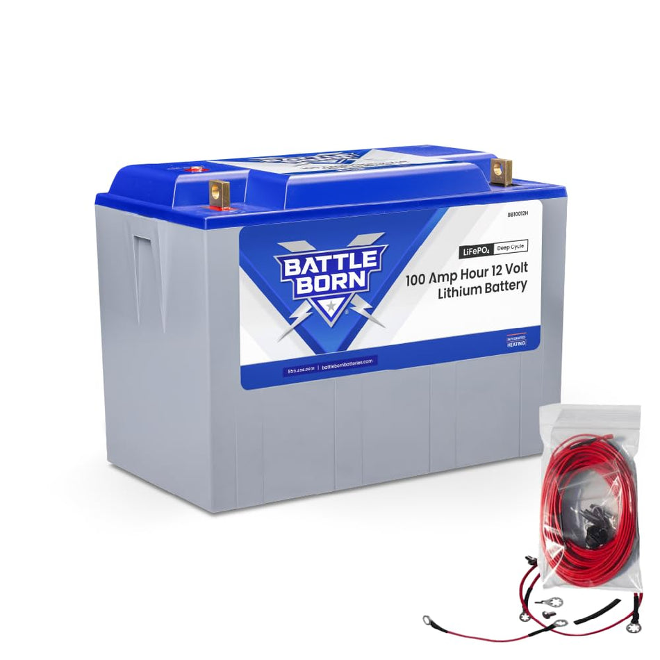 100Ah 12V Heated Lithium-Ion (LiFePO4) RV, Marine, Solar, & Off Grid Battery - Integrated Heating Technology - Internal BMS, High & Low Temperature Protection - Battle Born Batteries