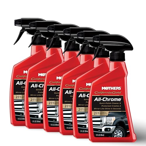 Mothers California Gold All-Chrome, 12 oz. – Cleans & Polishes Chrome, PVD & Chromed Plastics, Removes Fingerprints, Bugs, Water Spots & Smudges, Leaves a Brilliant Shine & Protective Barrier (05222)